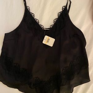 Free People Black Lacy Tanktop